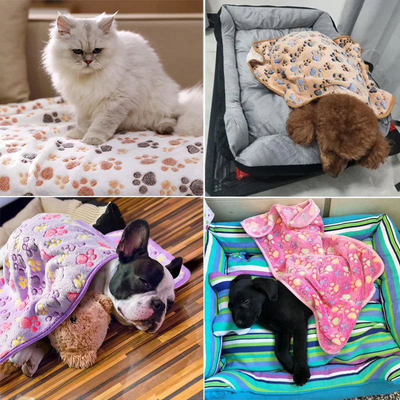Ultra-Soft Plush Pet Blanket – Cozy Dog & Cat Throw with Cute Patterns