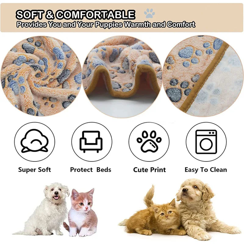 Ultra-Soft Plush Pet Blanket – Cozy Dog & Cat Throw with Cute Patterns
