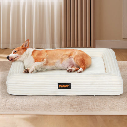 Pawz L Size Orthopedic Dog Bed with Corduroy Removable Cover Waterproof Washable Beige-1954802488926408708