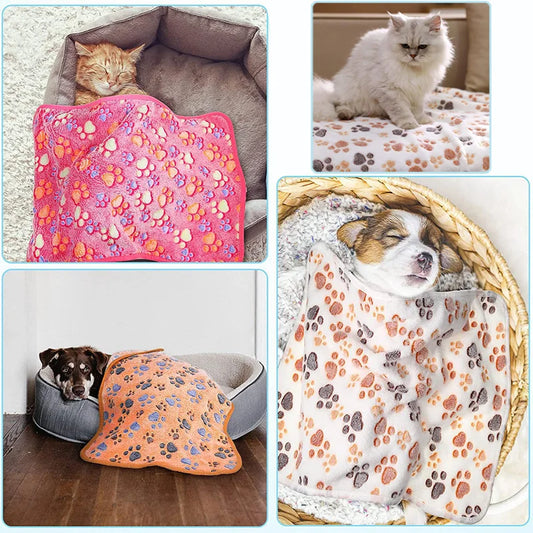 Ultra-Soft Plush Pet Blanket – Cozy Dog & Cat Throw with Cute Patterns