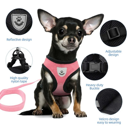 Cat Harness Leash Set for Small Dogs Adjustable Puppy Cat Harness Vest