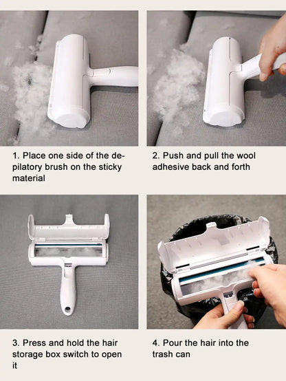 Pet Hair Roller Remover Lint Brush 2-Way Dog Cat Comb Tool Convenient
