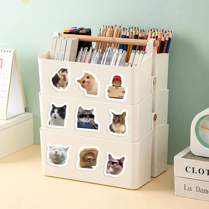 500pcs/roll Cartoon Meme Cat Stickers For School Reward Stickers