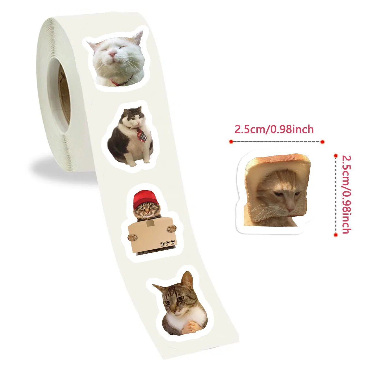 500pcs/roll Cartoon Meme Cat Stickers For School Reward Stickers