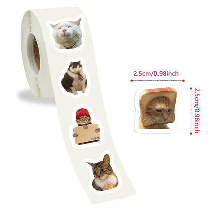 500pcs/roll Cartoon Meme Cat Stickers For School Reward Stickers