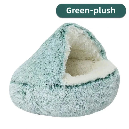 Round Plush Pet Bed – 2-in-1 Cozy Cat & Dog Nest with Warm Cover