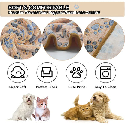 Ultra-Soft Plush Pet Blanket – Cozy Dog & Cat Throw with Cute Patterns