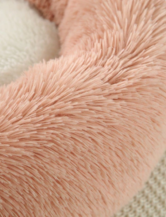 Plush Pet Bed with Ears & Tail – Soft Faux Fur Cat & Small Dog Bed