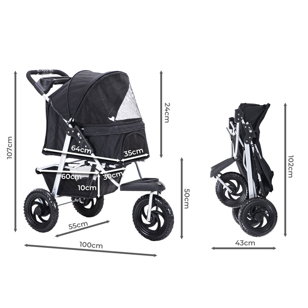 PaWz Pet Stroller Pram Dog Carrier Trailer-1954802607453245442
