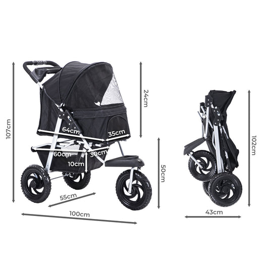 PaWz Pet Stroller Pram Dog Carrier Trailer-1954802607453245442